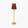 NATURAL BAMBOO Rechargeable Lamp With Burnt Orange Velvet Lampshade (5.5")