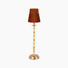 NATURAL BAMBOO Rechargeable Lamp With Burnt Orange Velvet Lampshade (5.5")