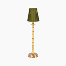NATURAL BAMBOO Rechargeable Lamp With Olive Green Velvet Lampshade (5.5")