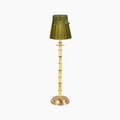 NATURAL BAMBOO Rechargeable Lamp With Olive Green Velvet Lampshade (5.5")