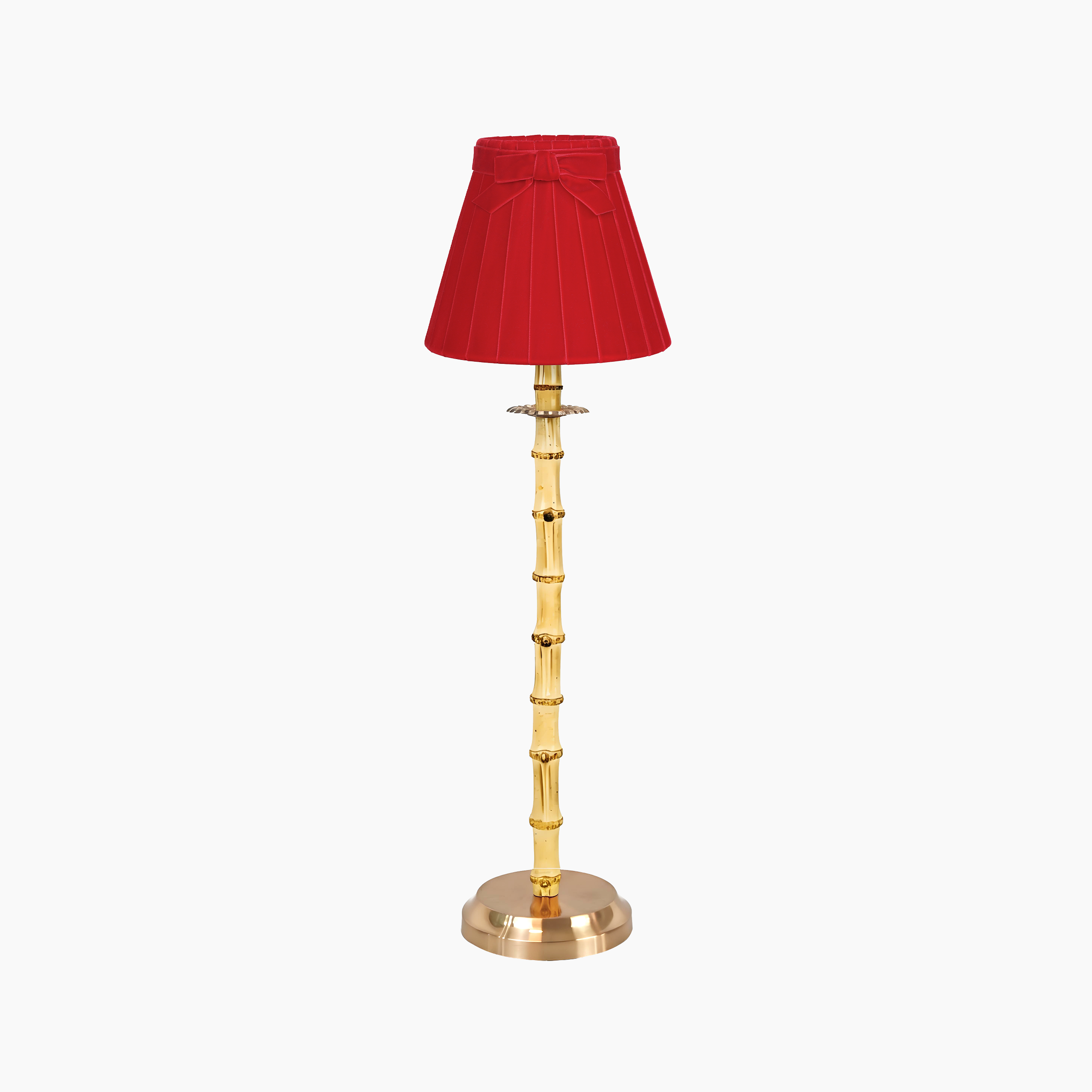 NATURAL BAMBOO Rechargeable Lamp With Marilyn Velvet Lampshade (7.1")
