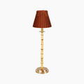 NATURAL BAMBOO Rechargeable Lamp With Burnt Orange Velvet Lampshade (7.1")