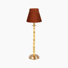 NATURAL BAMBOO Rechargeable Lamp With Burnt Orange Velvet Lampshade (7.1")