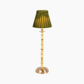 NATURAL BAMBOO Rechargeable Lamp With Olive Green Velvet Lampshade (7.1")
