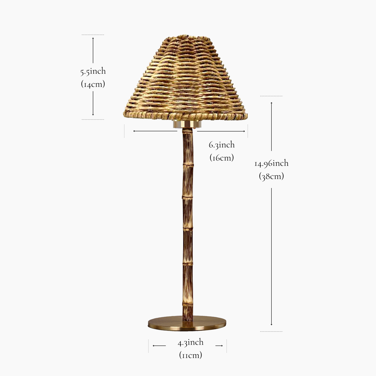 BAMBOOTIC Rechargeable Lamp with 7" Rattan Lampshade