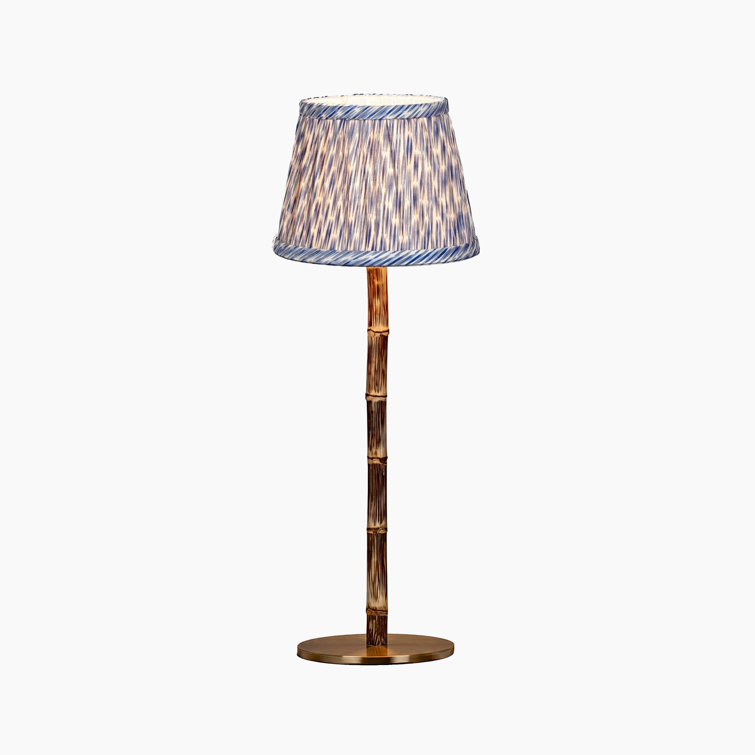 BAMBOOTIC Rechargeable Lamp with Verdant Willow Artisan Silk Lampshade
