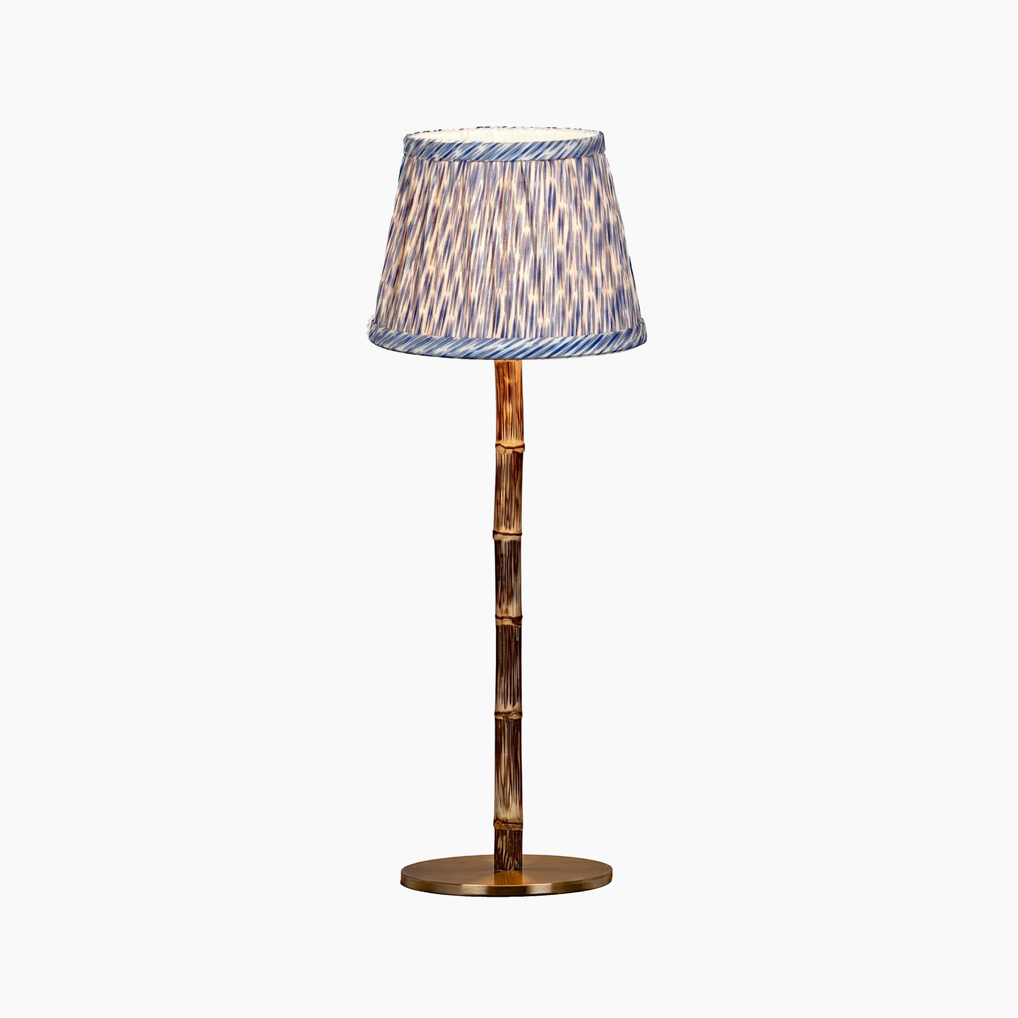 BAMBOOTIC Rechargeable Lamp with Verdant Willow Artisan Silk Lampshade