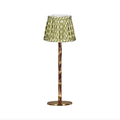 BAMBOOTIC Rechargeable Lamp with Oriental Gardenia Silk Lampshade