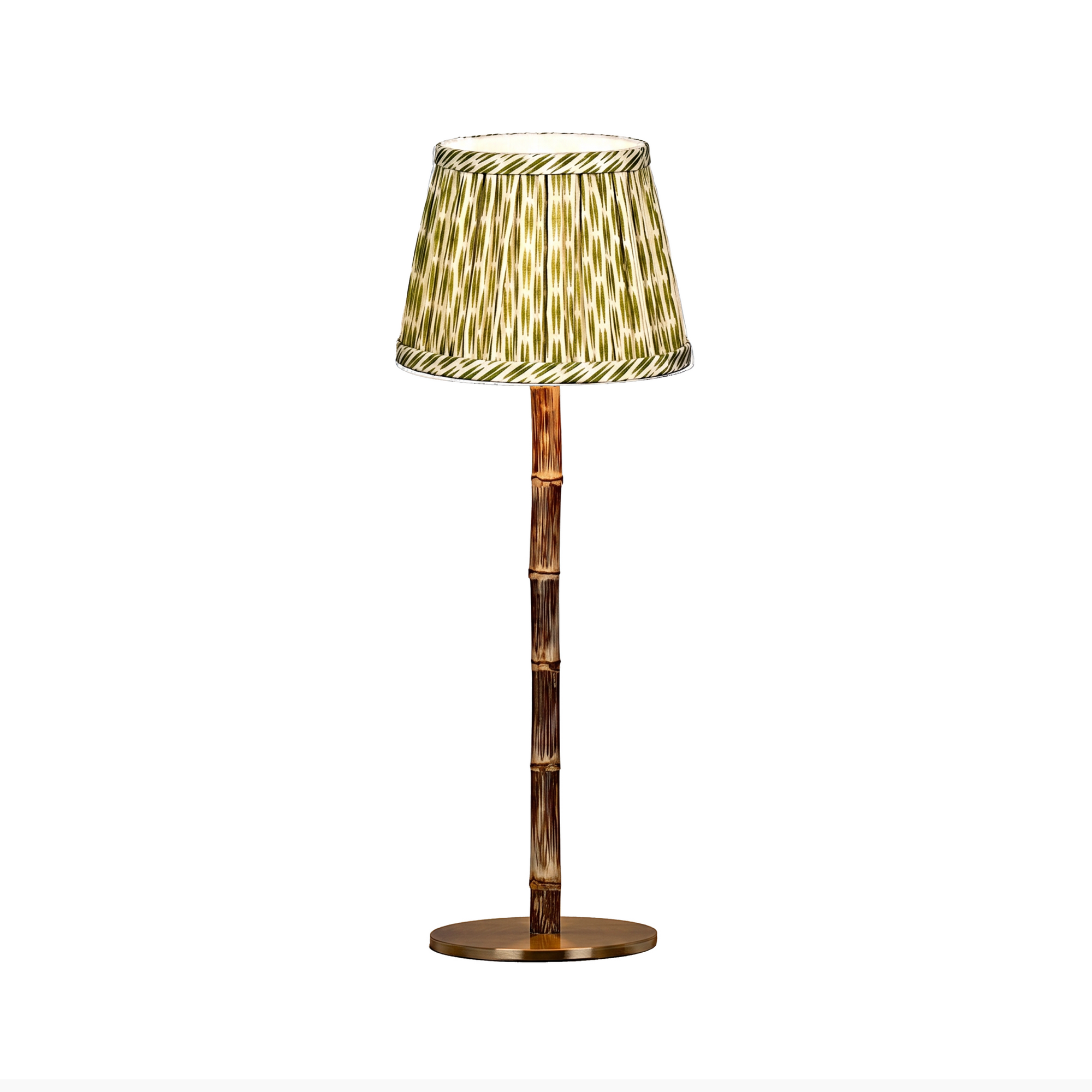 BAMBOOTIC Rechargeable Lamp with Oriental Gardenia Silk Lampshade