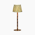 BAMBOOTIC Rechargeable Lamp with Oriental Gardenia Silk Lampshade