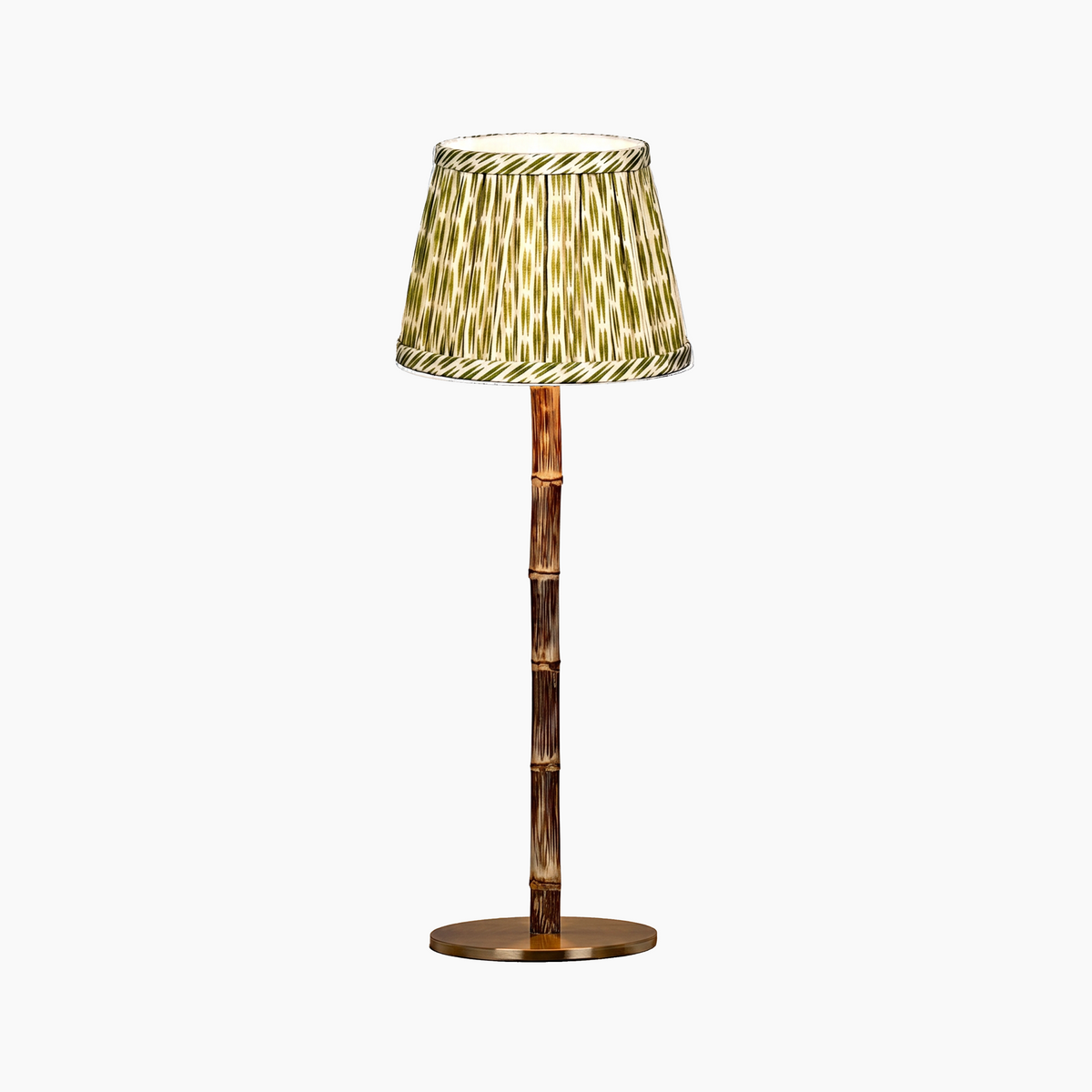 BAMBOOTIC Rechargeable Lamp with Oriental Gardenia Silk Lampshade