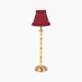 NATURAL BAMBOO Rechargeable Lamp With Red Wine Frilled Fabric Lampshade