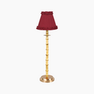 NATURAL BAMBOO Rechargeable Lamp With Red Wine Frilled Fabric Lampshade