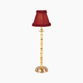 NATURAL BAMBOO Rechargeable Lamp With Red Wine Frilled Fabric Lampshade