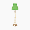 NATURAL BAMBOO Rechargeable Lamp With Lime Green Frilled Fabric Lampshade