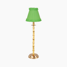 NATURAL BAMBOO Rechargeable Lamp With Lime Green Frilled Fabric Lampshade