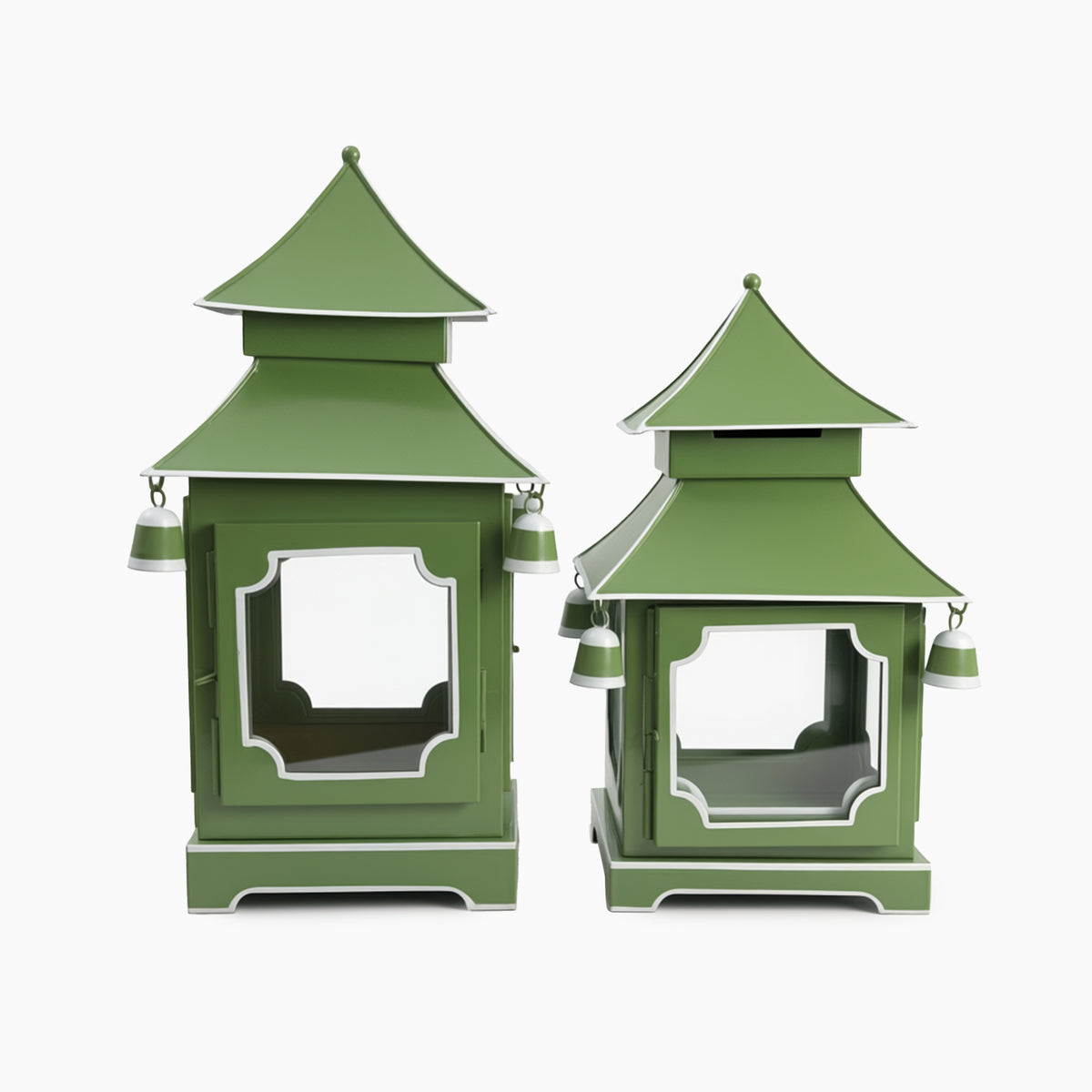 CHINOISERIE Green Pagoda Lantern Set of 4