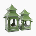 CHINOISERIE Green Pagoda Lantern Set of 2