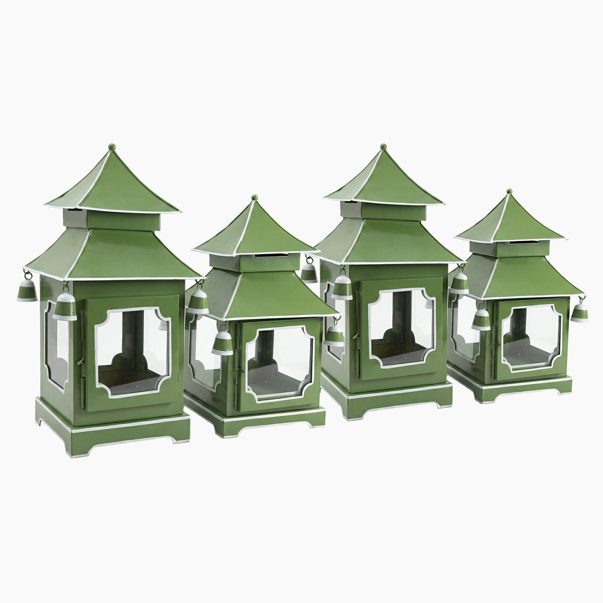 CHINOISERIE Green Pagoda Lantern Set of 4