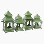 CHINOISERIE Green Pagoda Lantern Set of 4