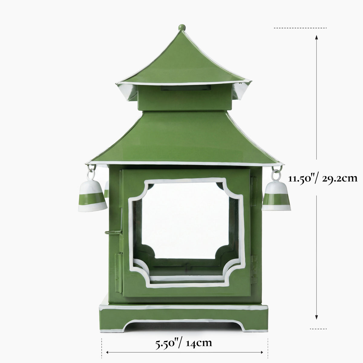CHINOISERIE Green Pagoda Lantern 11.5" Set of 2