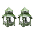 CHINOISERIE Green Pagoda Lantern 11.5" Set of 2