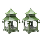 CHINOISERIE Green Pagoda Lantern 11.5" Set of 2