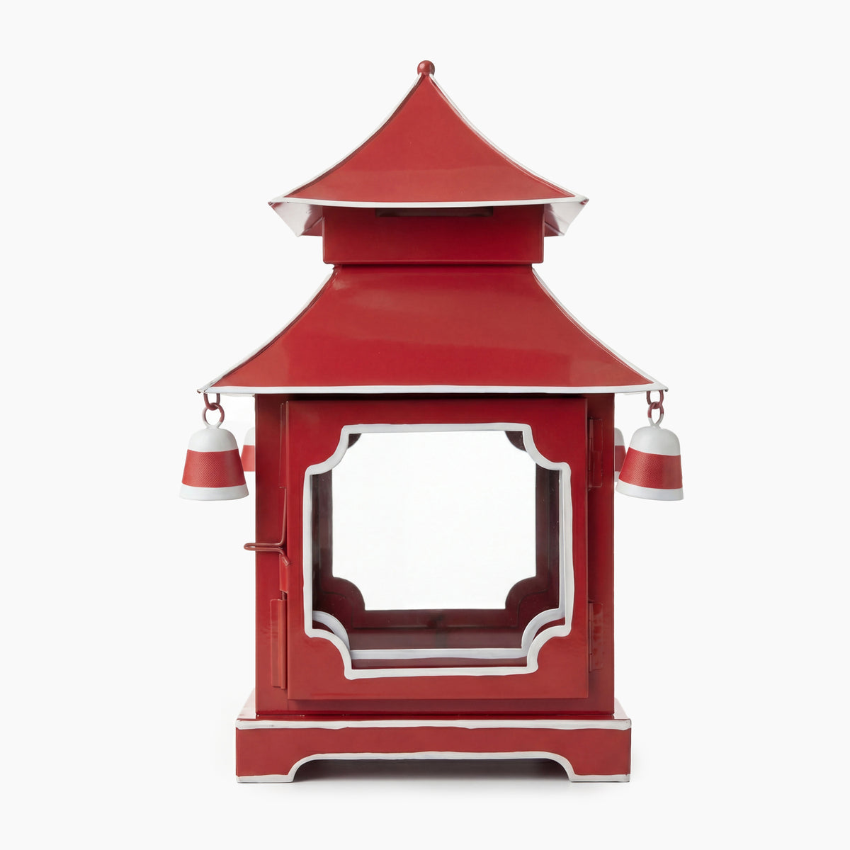 CHINOISERIE Red Pagoda Lantern 11.5" Set of 2