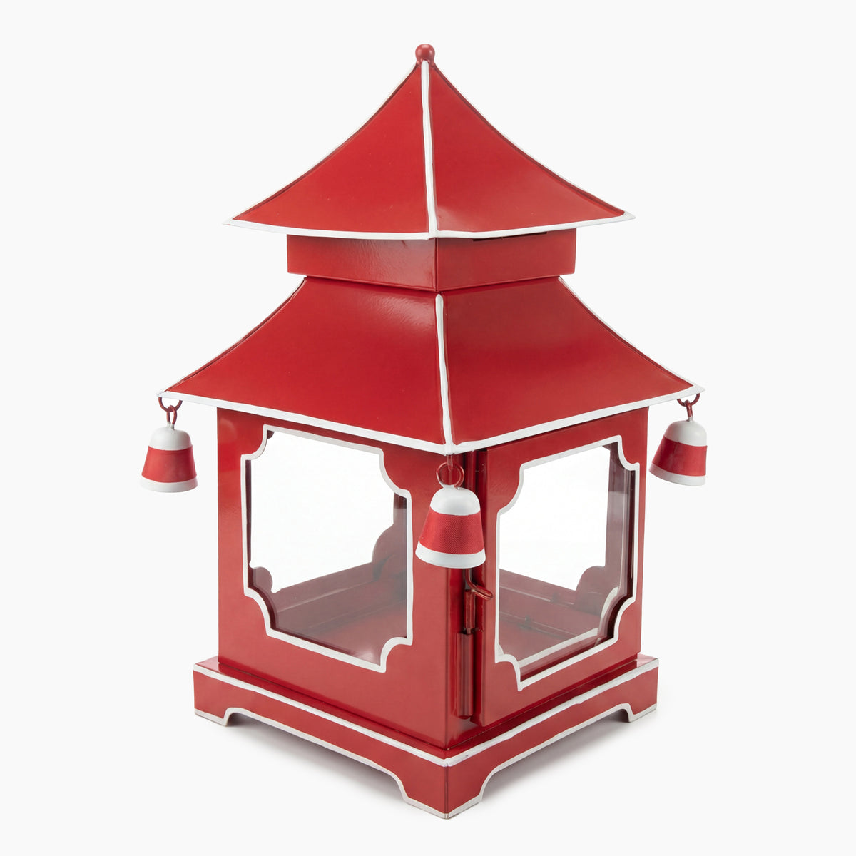 CHINOISERIE Red Pagoda Lantern 11.5" Set of 2