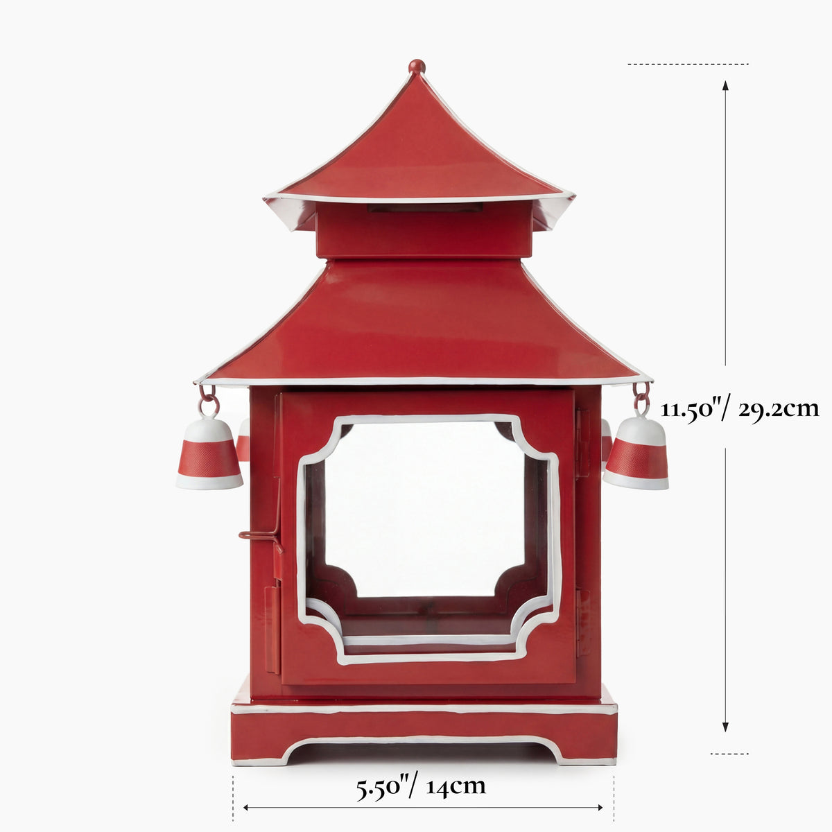 CHINOISERIE Red Pagoda Lantern Set of 2