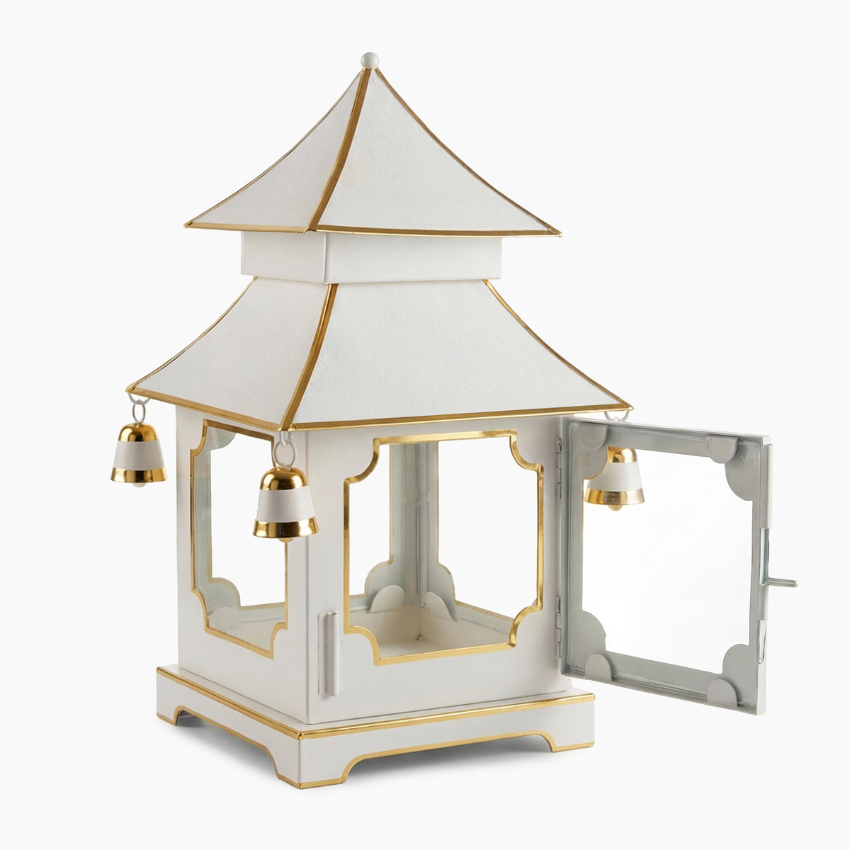 CHINOISERIE Ivory Pagoda Lantern 11.5" Set of 2