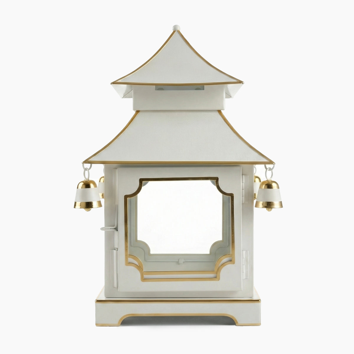 CHINOISERIE Ivory Pagoda Lantern 11.5" Set of 2