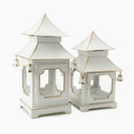 CHINOISERIE Ivory Pagoda Lantern Set of 2