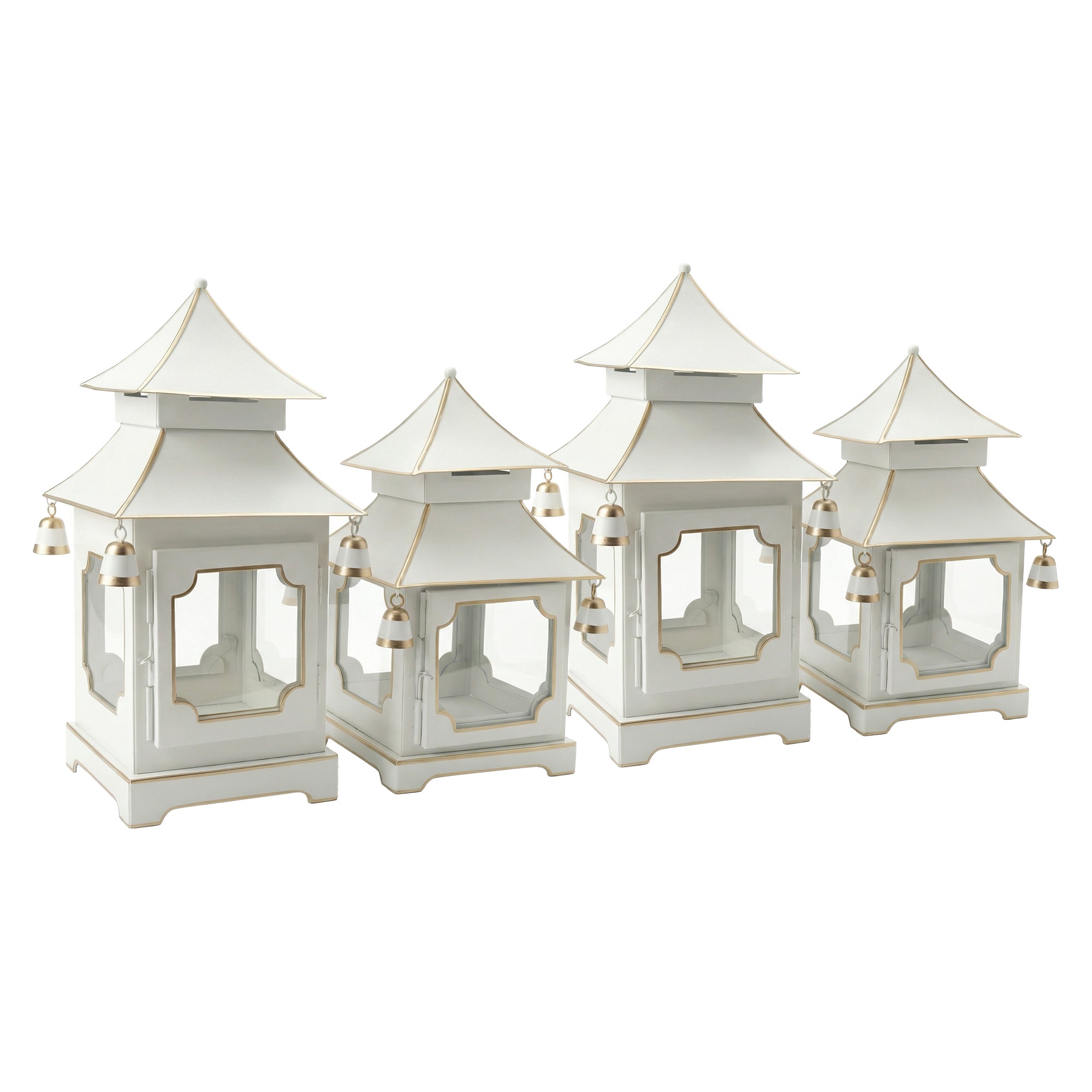 CHINOISERIE Ivory Pagoda Lantern Set of 4