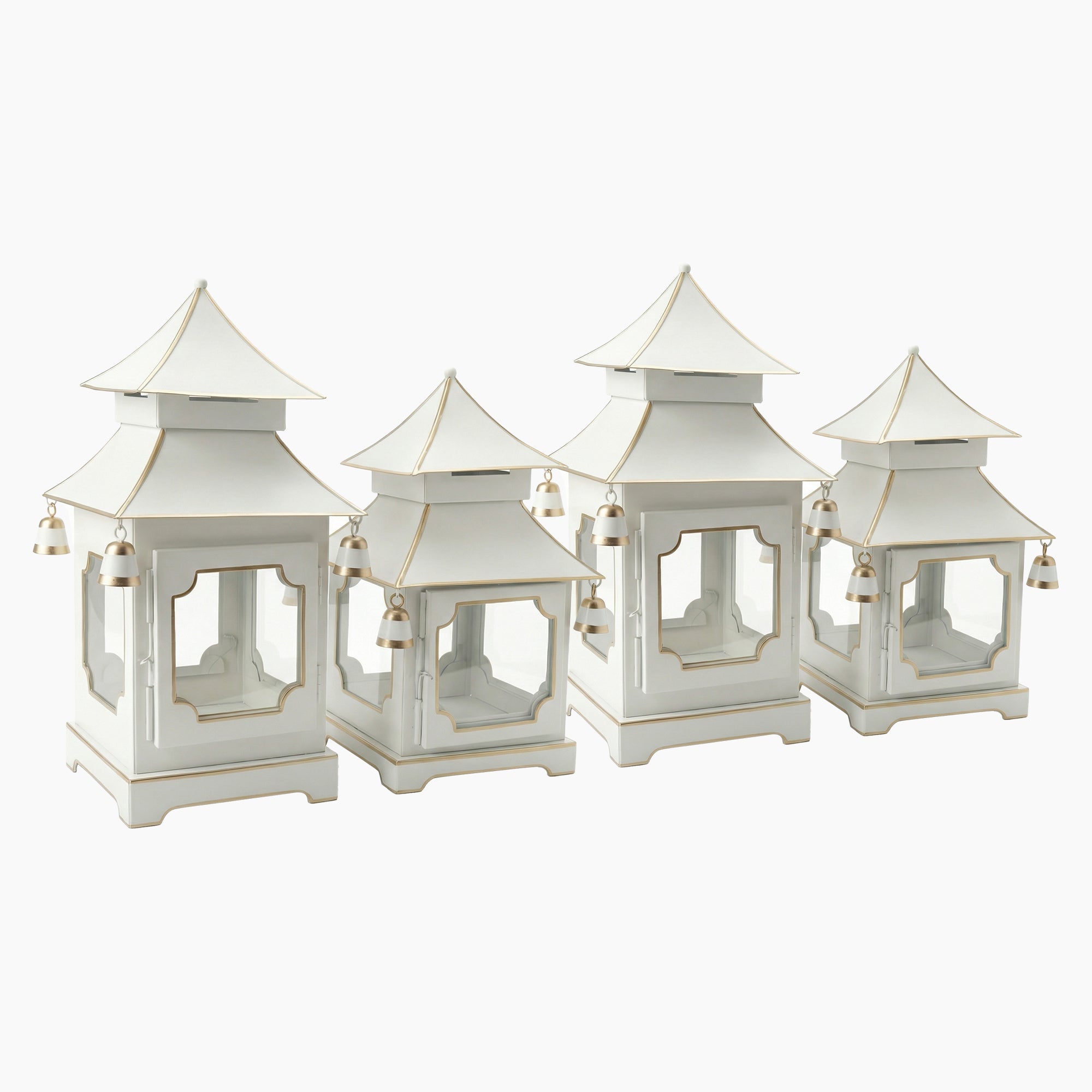 CHINOISERIE Ivory Pagoda Lantern Set of 4