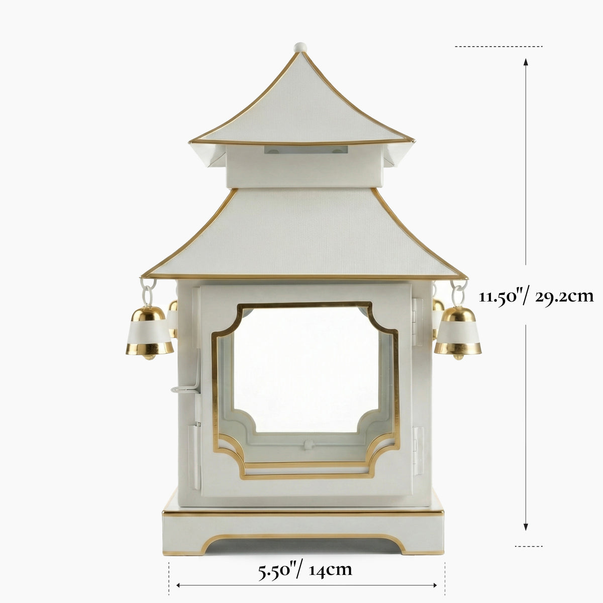 CHINOISERIE Ivory Pagoda Lantern 11.5" Set of 2