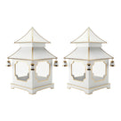CHINOISERIE Ivory Pagoda Lantern 11.5" Set of 2
