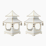 CHINOISERIE Ivory Pagoda Lantern 11.5" Set of 2