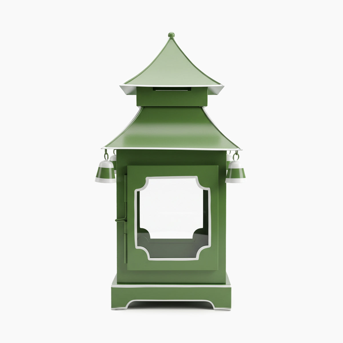 CHINOISERIE Green Pagoda Lantern 13" Set of 2