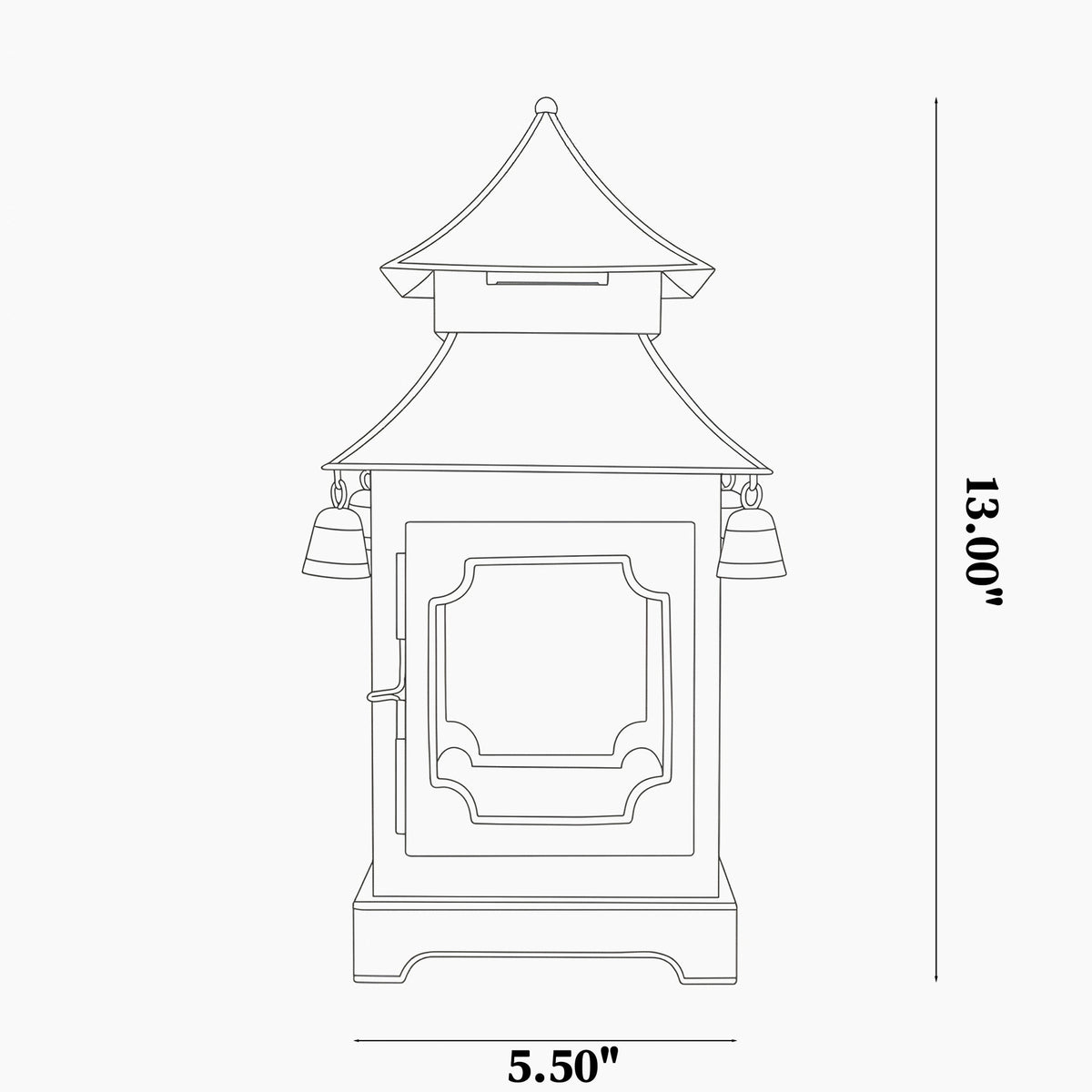 CHINOISERIE Green Pagoda Lantern 13" Set of 2