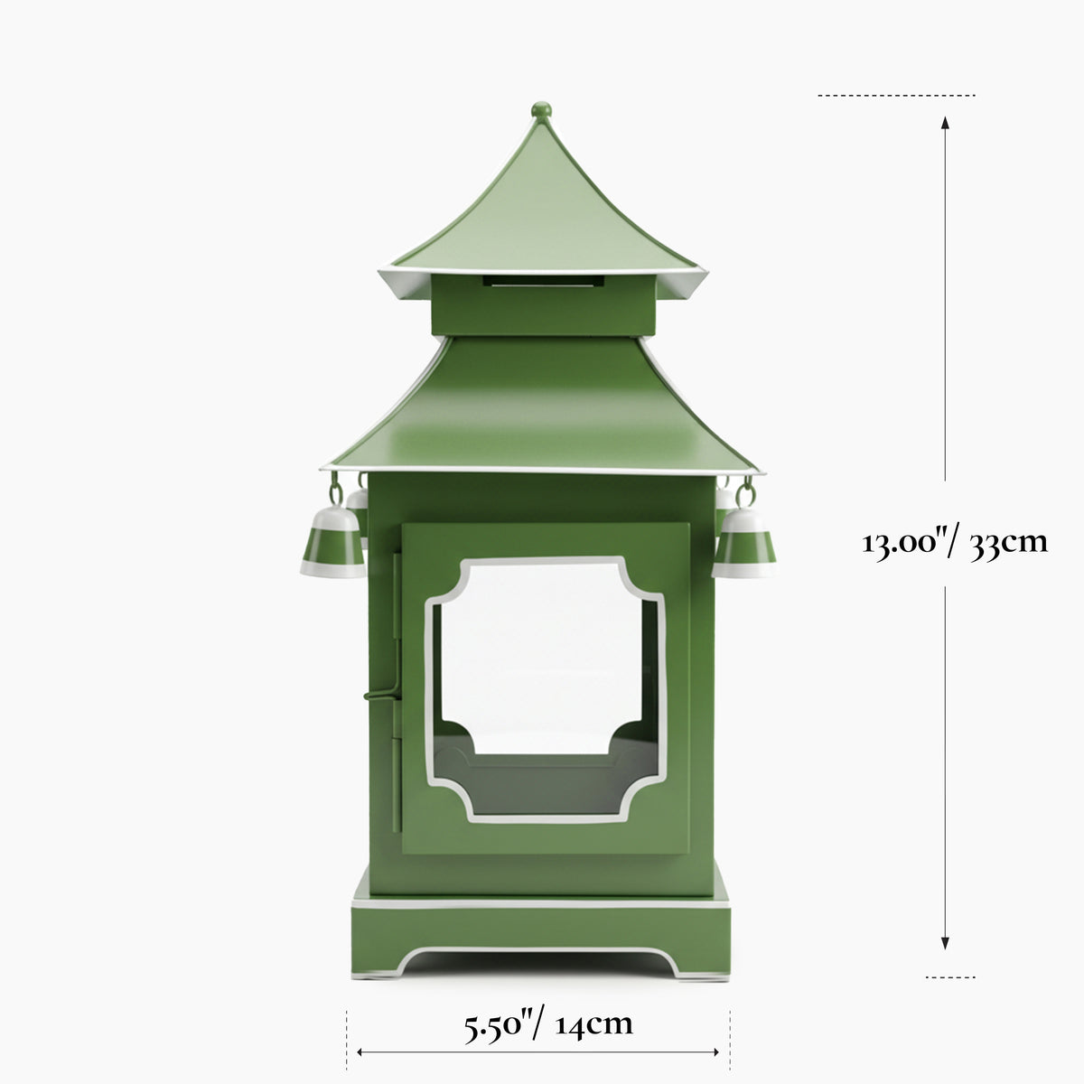 CHINOISERIE Green Pagoda Lantern 13" Set of 2