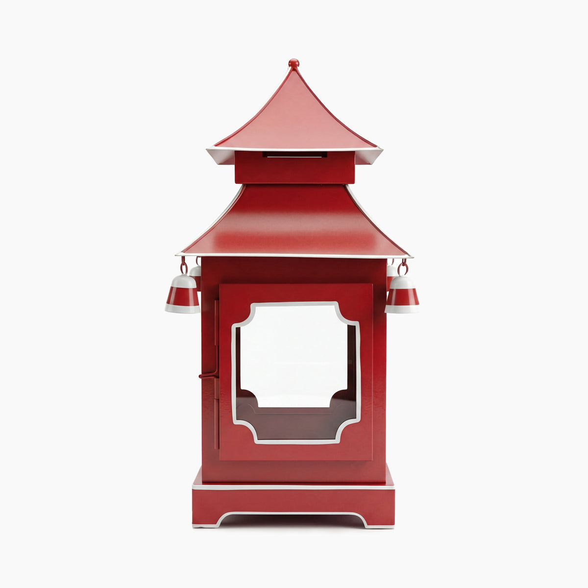 CHINOISERIE Red Pagoda Lantern 13" Set of 2