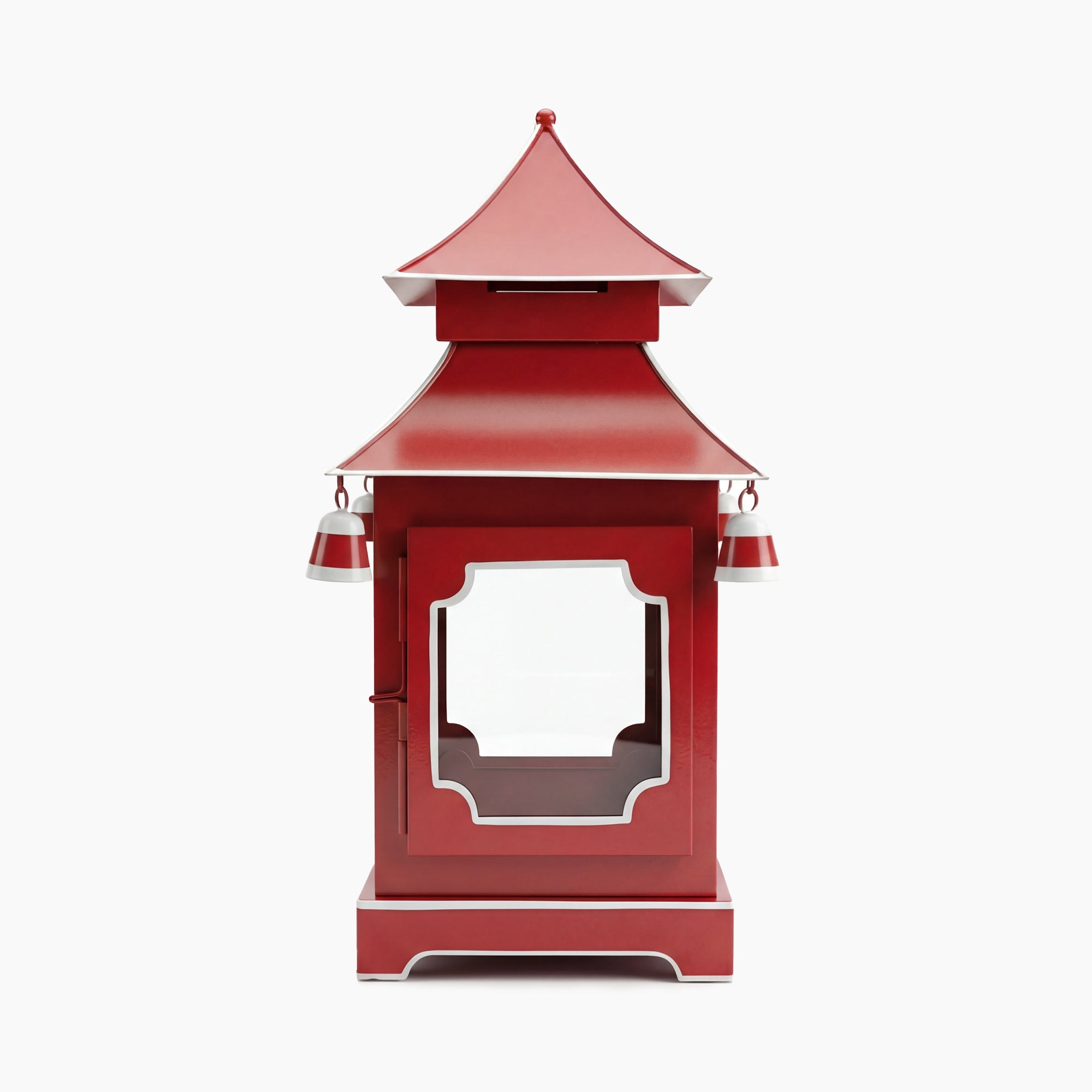 CHINOISERIE Red Pagoda Lantern 13" Set of 2