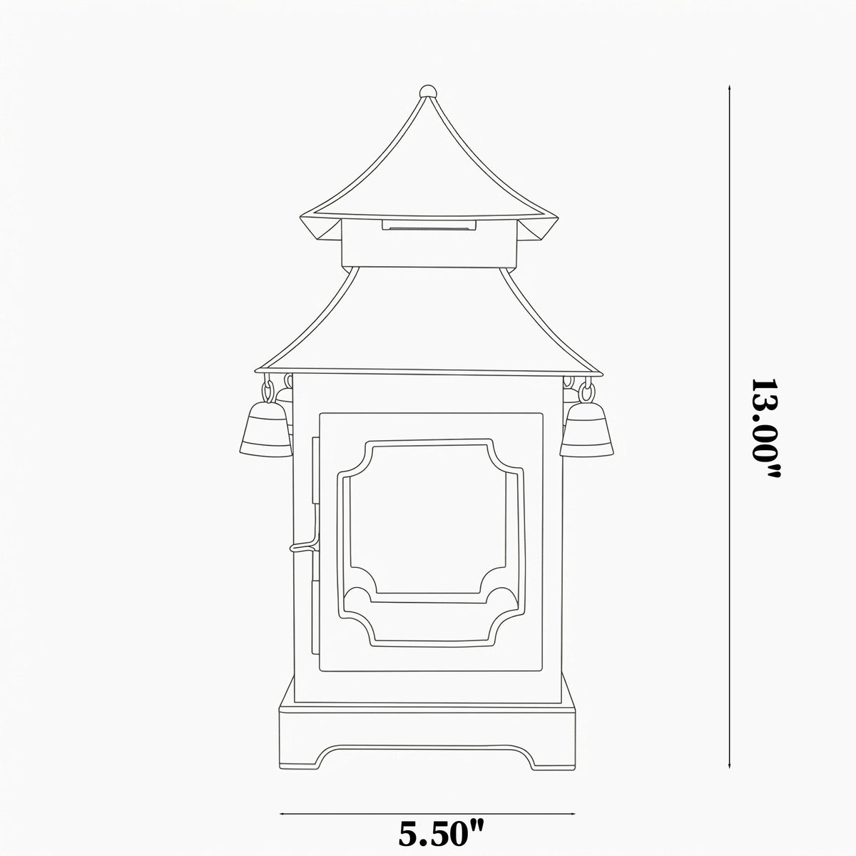 CHINOISERIE Red Pagoda Lantern 13" Set of 2