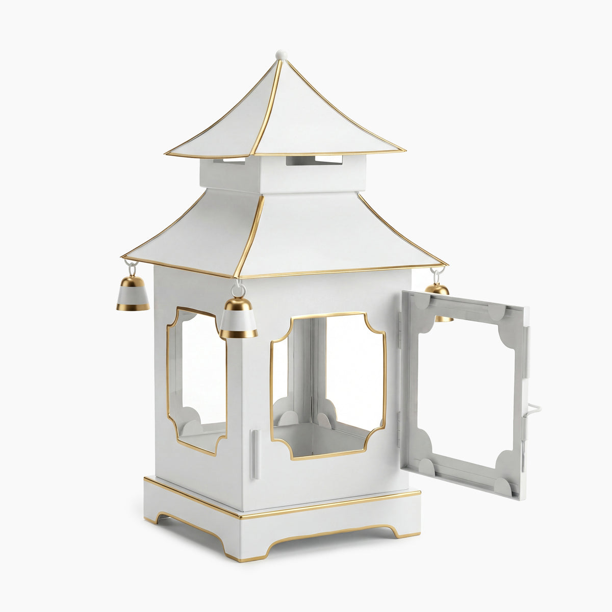 CHINOISERIE Ivory Pagoda Lantern 13" Set of 2