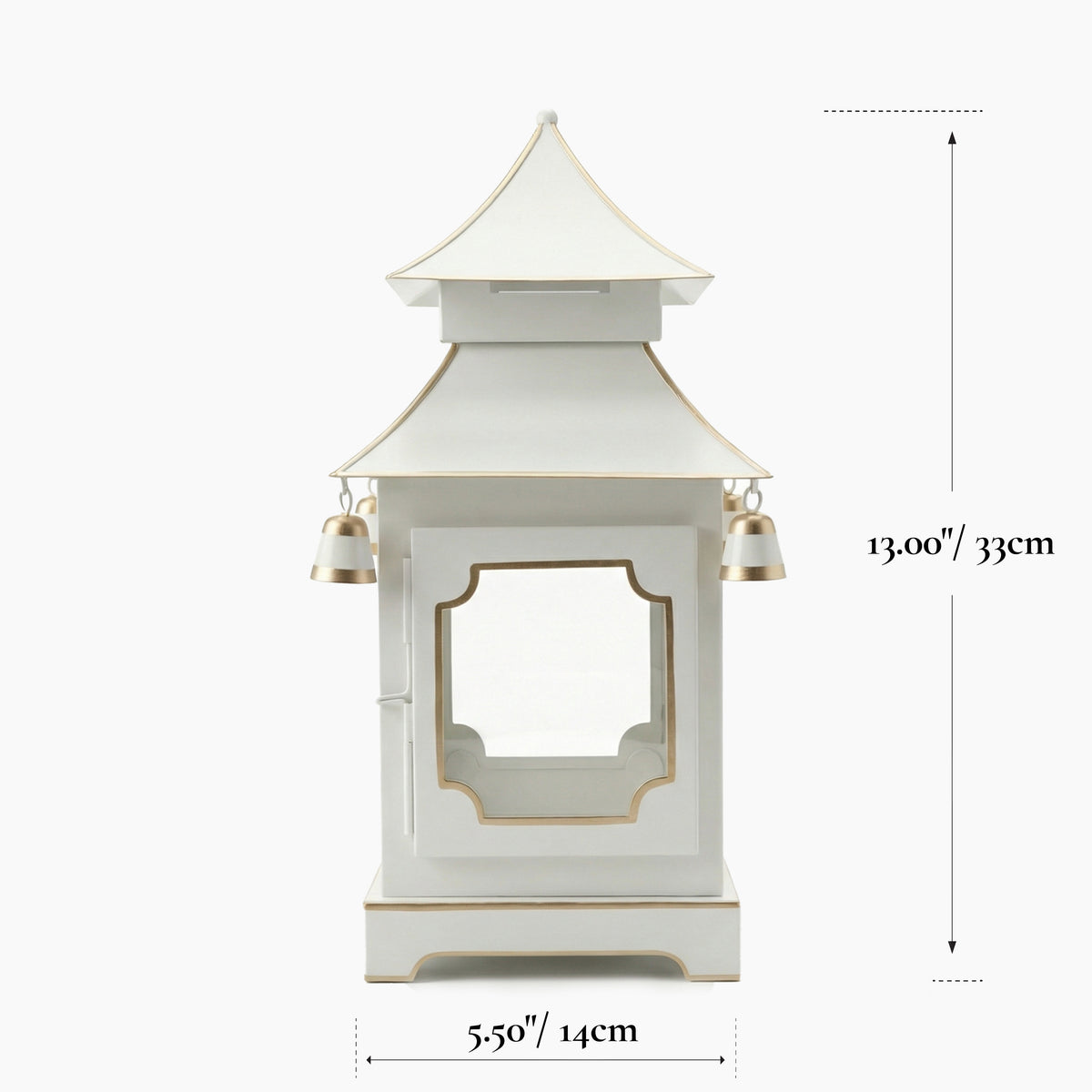 CHINOISERIE Ivory Pagoda Lantern 13" Set of 2