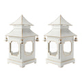 CHINOISERIE Ivory Pagoda Lantern 13" Set of 2