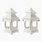 CHINOISERIE Ivory Pagoda Lantern 13" Set of 2