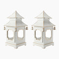 CHINOISERIE Ivory Pagoda Lantern 13" Set of 2