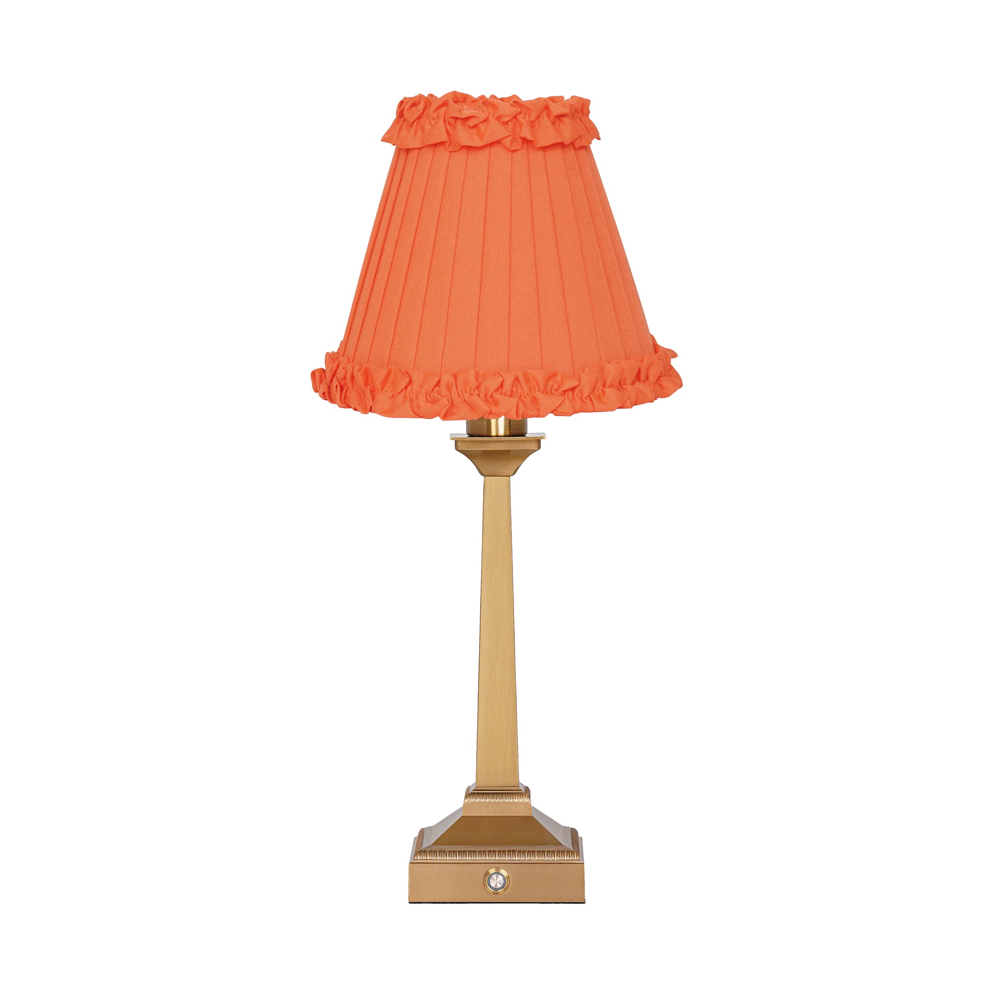EFFIEL Rechargeable Lamp with Vermilion Frilled Fabric Lampshade